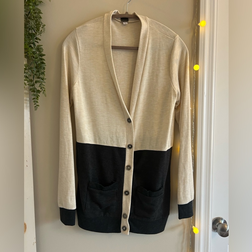 Poof! Cardigan - Black and Cream Women's large